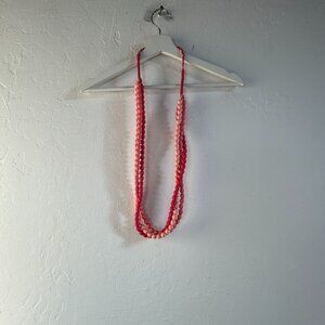 Handmade Silk Bead Necklace From Thailand Pink Coral Red NWOT